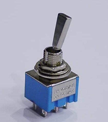 ギター/エフェクター/電子回路用 ミニスイッチ ON-ONタイプ ２回路２接点６ピン ブルー (２個セット)